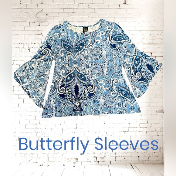 new directions Tops - Paisley Butterfly Sleeve Stretchy Blouse Boho Goes to the Beach size  XL